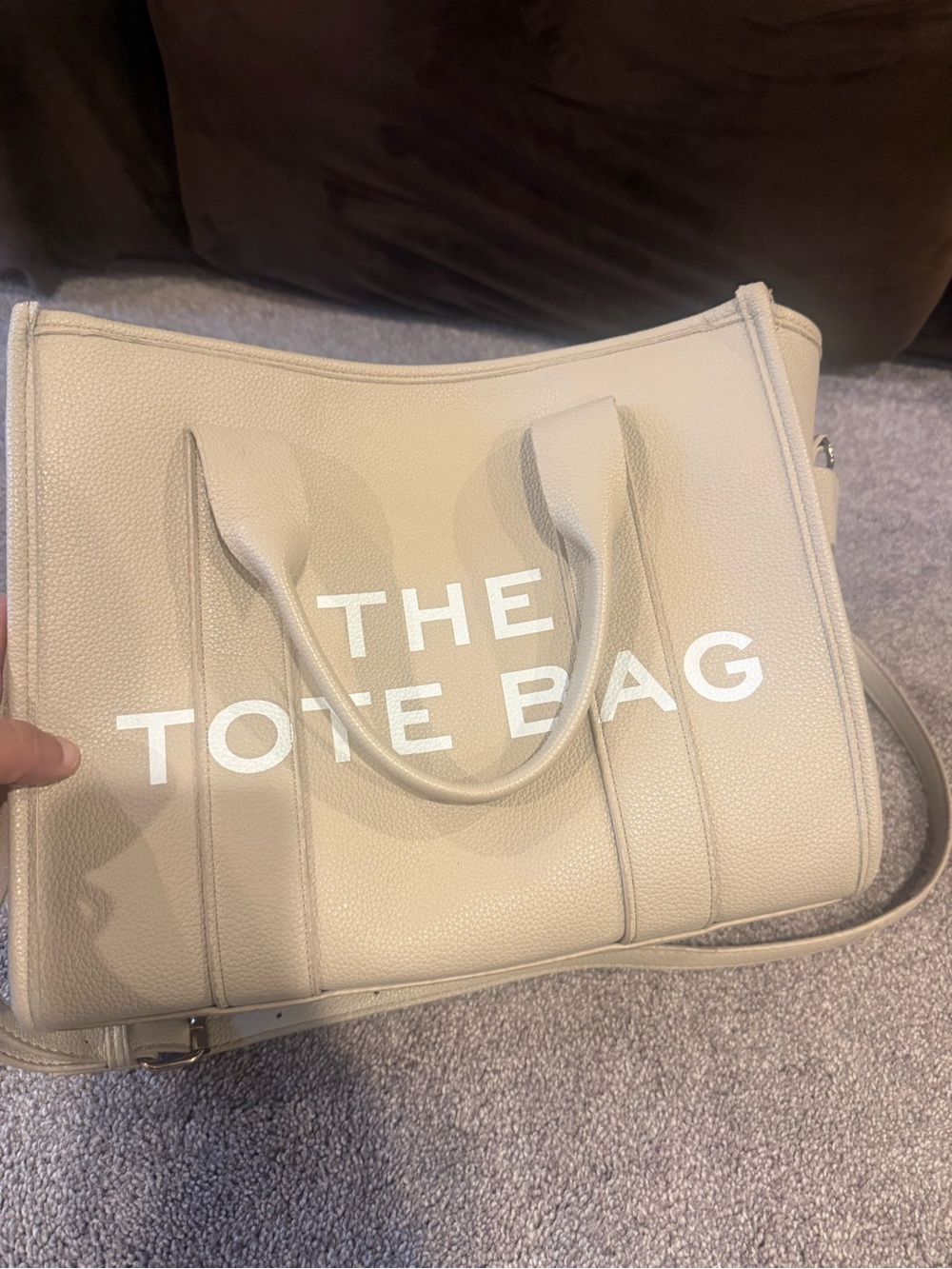 Source Unknown Beige "THE TOTE BAG" Leather Tote